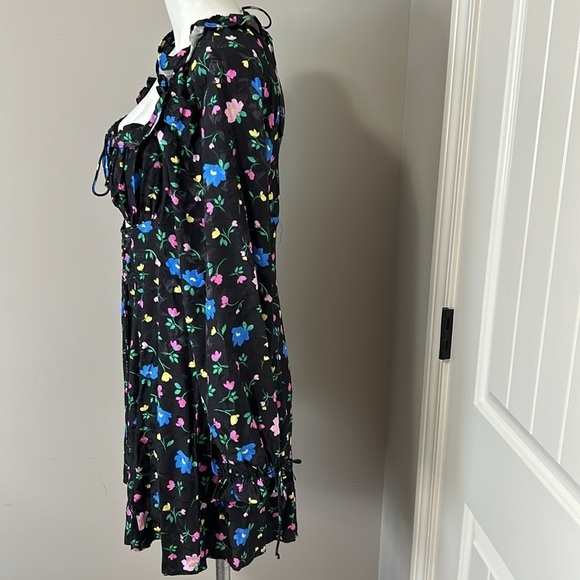 For Love & Lemons Lexy Mini Dress Long Sleeve Black Floral Jacquard XL NEW - Picture 9 of 15